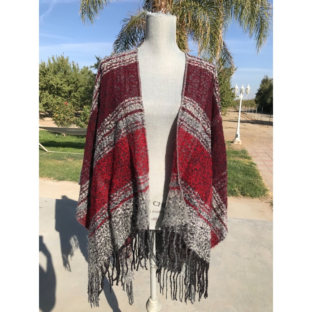 South Western Knit Shawl Wrap Poncho - One Size - Warm Cozy Casual‎